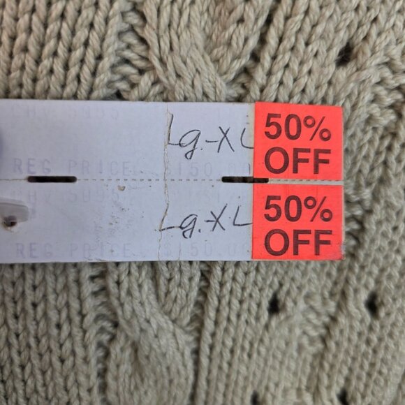 Chava Cotton XL Cable Knit Sweater Beige Practical Preppy Light Academia USA - Picture 8 of 10
